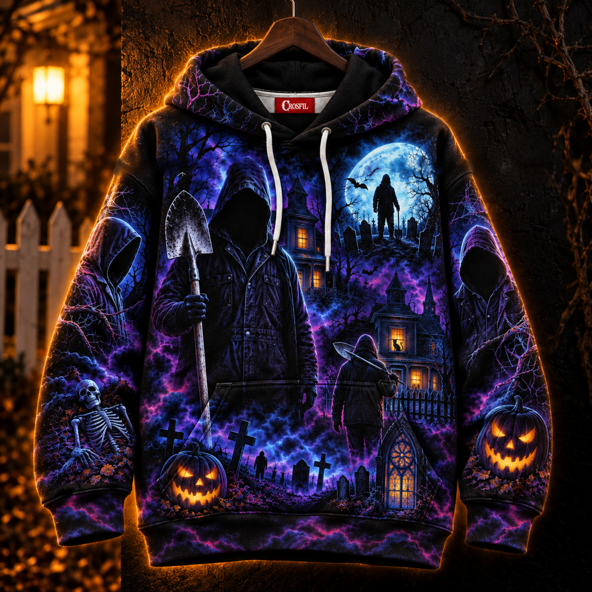 Crosfil He Came Home Hoodie — Slasher Night Haunted House All-Over Print