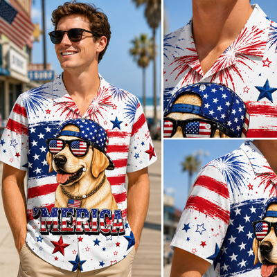 'Merica Patriotic Custom Dog Hawaiian Shirt — 4th of July American Flag