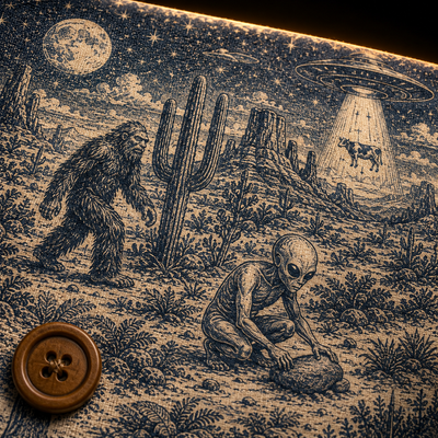 Crosfil Desert 1947 Hawaiian Shirt — Roswell UFO & Bigfoot Print