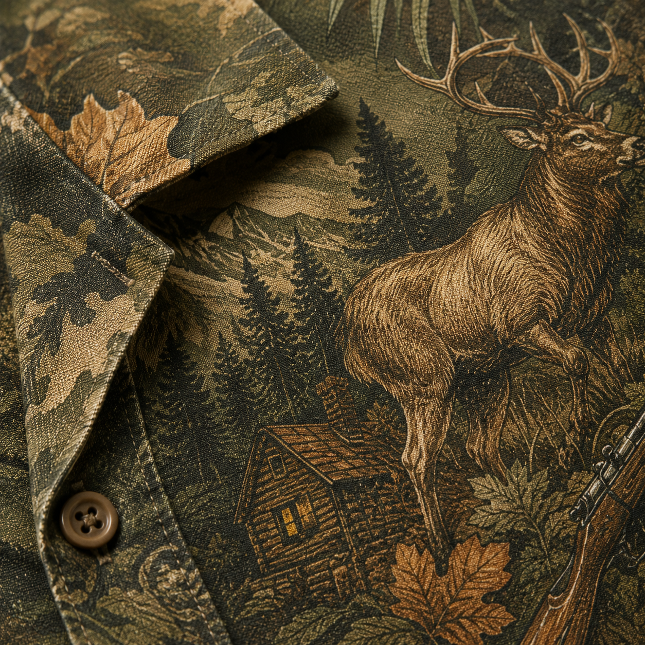 Custom Dog & Text Hunting Hawaiian Shirt — Personalized Camo Deer Forest Aloha