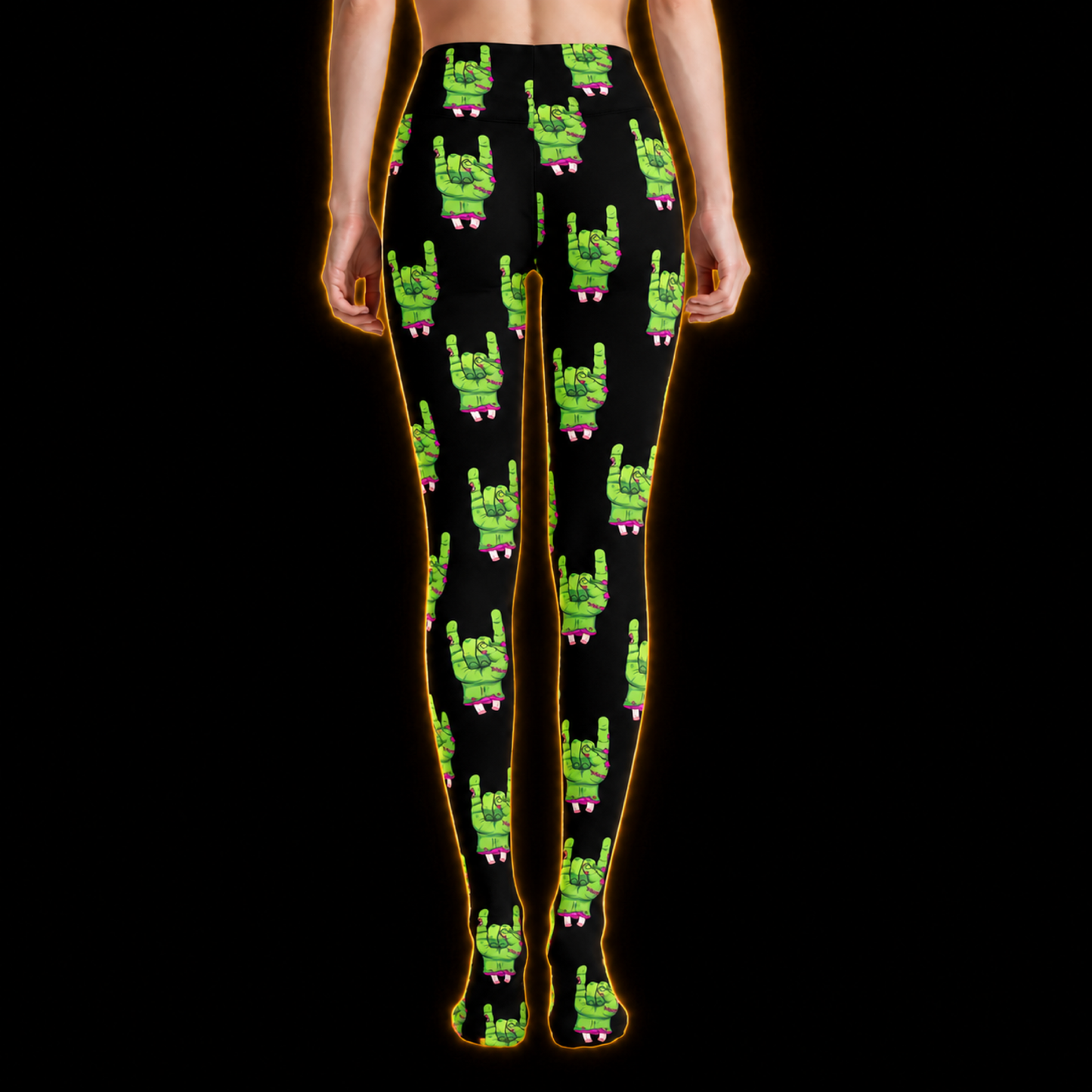 Encore Footed Tights — Zombie Rock Hands Print