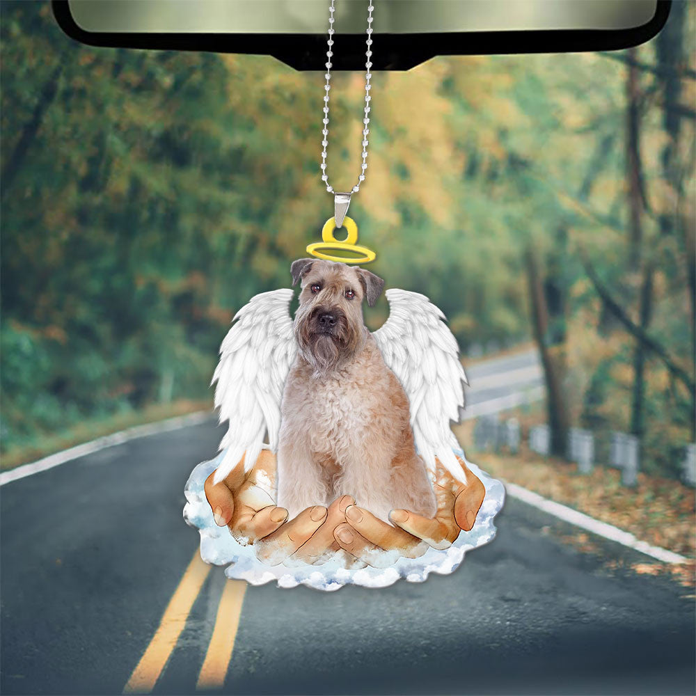Soft-coated Wheaten Terrier In The Hands Of God Car Hanging Ornament