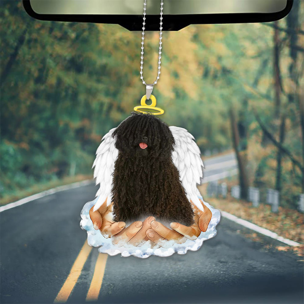 Puli dog In The Hands Of God Car Hanging Ornament