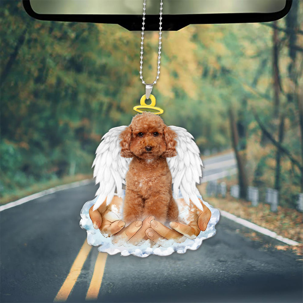 Poodle Brown In The Hands Of God Car Hanging Ornament