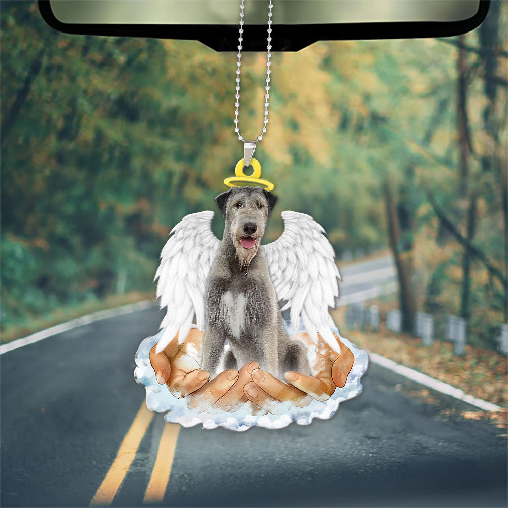 Irish wolfhound In The Hands Of God Car Hanging Ornament
