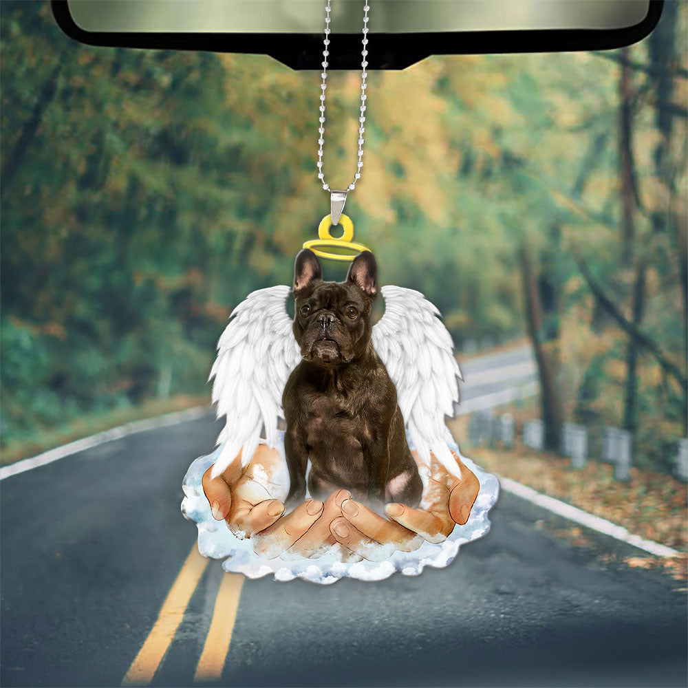 French Bulldog Brindle In The Hands Of God Car Hanging Ornament