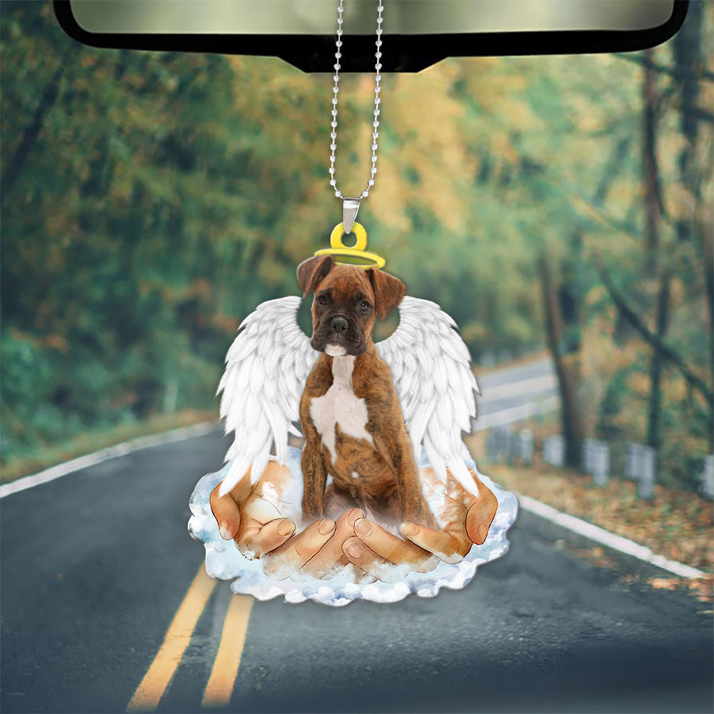 Boxer Brindle In The Hands Of God Car Hanging Ornament