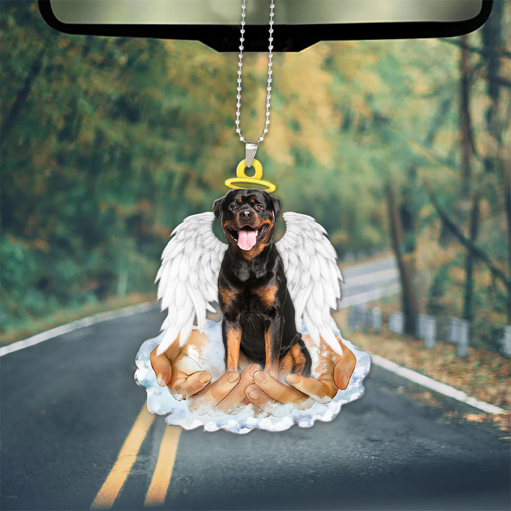 Rottweiler In The Hands Of God Car Hanging Ornament