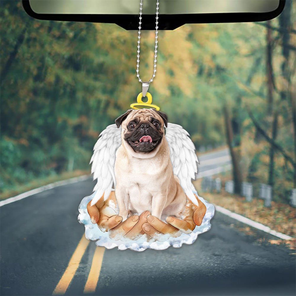 Pug In The Hands Of God Car Hanging Ornament