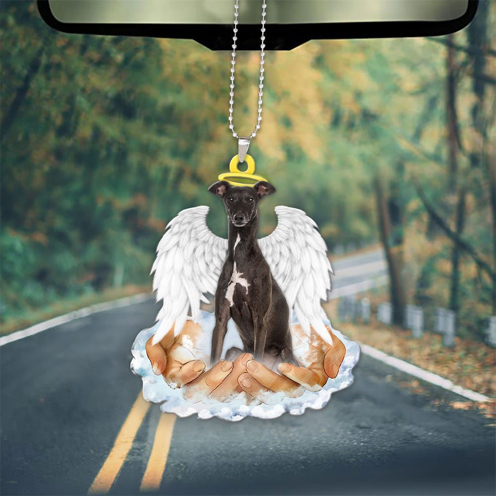 Greyhound In The Hands Of God Car Hanging Ornament
