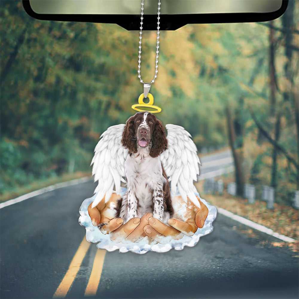 English Springer Spaniel In The Hands Of God Car Hanging Ornament