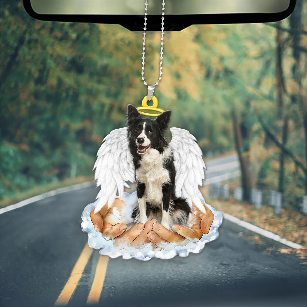 Border Collie In The Hands Of God Car Hanging Ornament