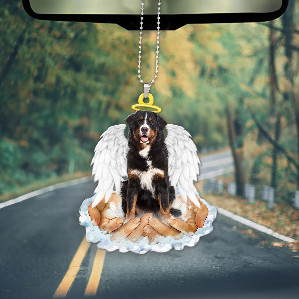 Bernese Mountain Dog In The Hands Of God Car Hanging Ornament