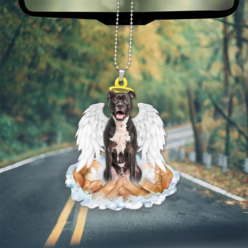 American Staffordshire Terrier In The Hands Of God Car Hanging Ornament