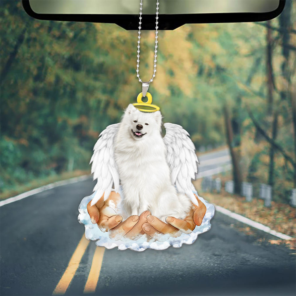 American Eskimo In The Hands Of God Car Hanging Ornament