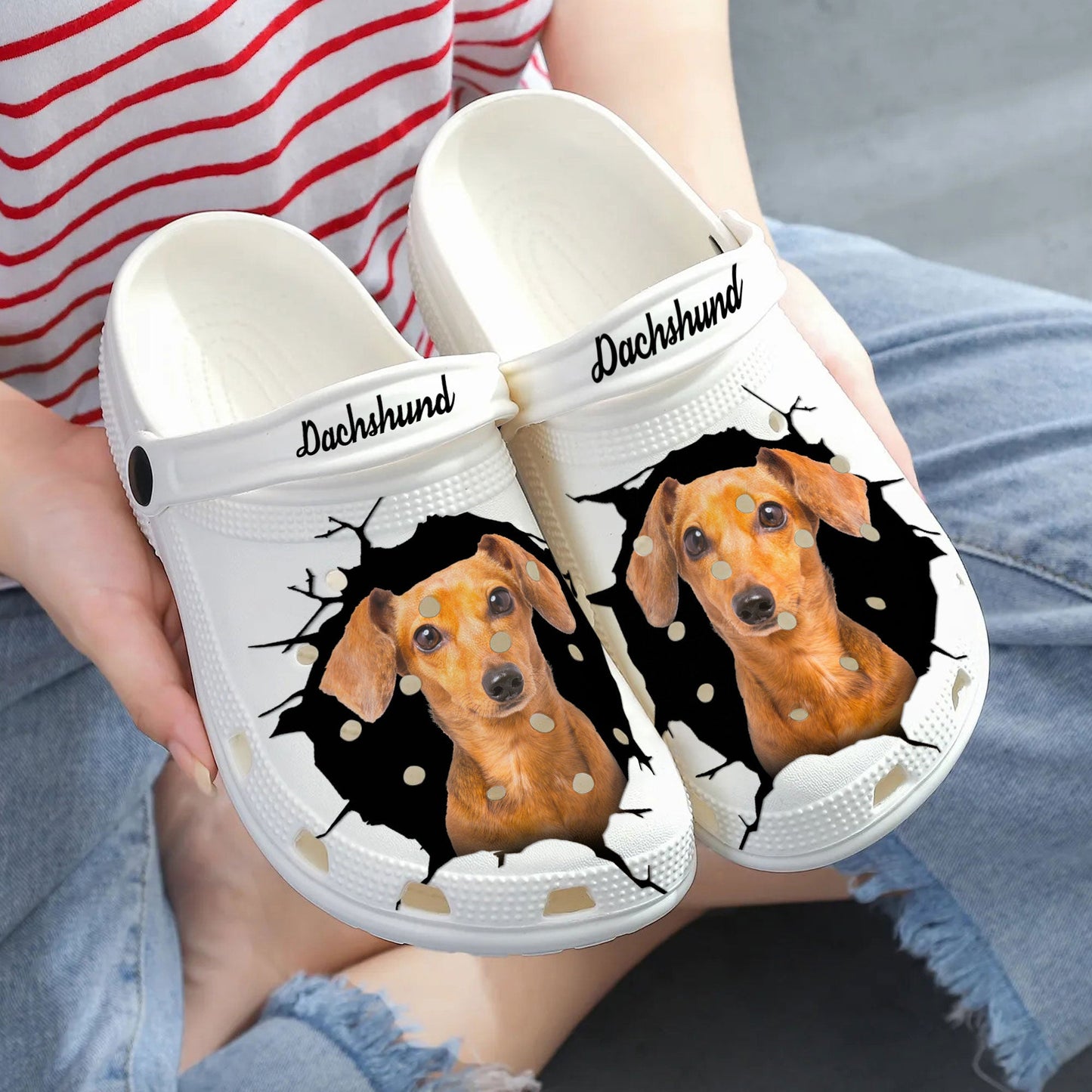 Dachshund - 3D Graphic Custom Name Crocs Shoes