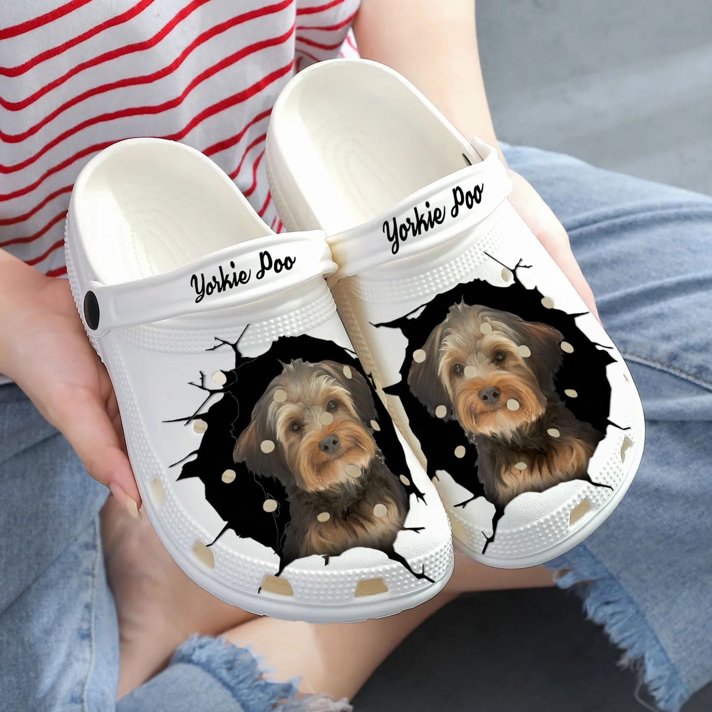 Yorkie Poo - 3D Graphic Custom Name Crocs Shoes