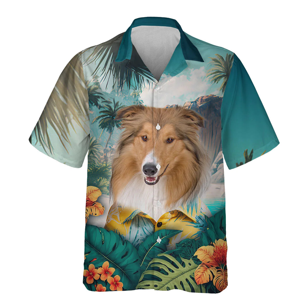 Rough Collie - 3D Tropical Hawaiian Shirt