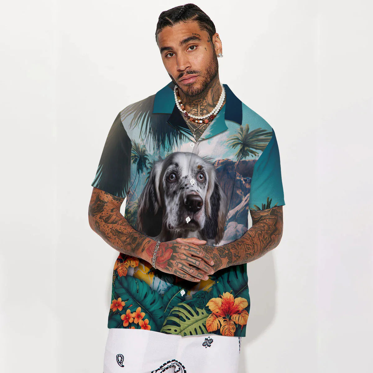 English Setter - 3D Tropical Hawaiian Shirt