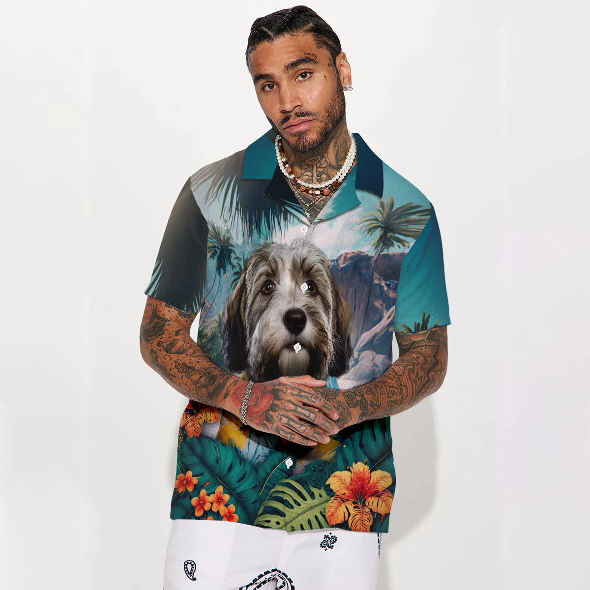 Petit Basset Griffon Vendeen - 3D Tropical Hawaiian Shirt