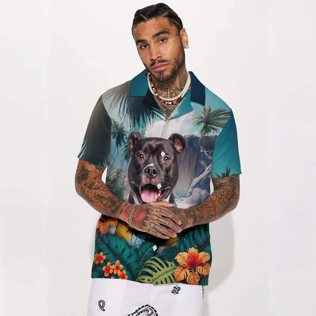 American Staffordshire Terrier - 3D Tropical Hawaiian Shirt