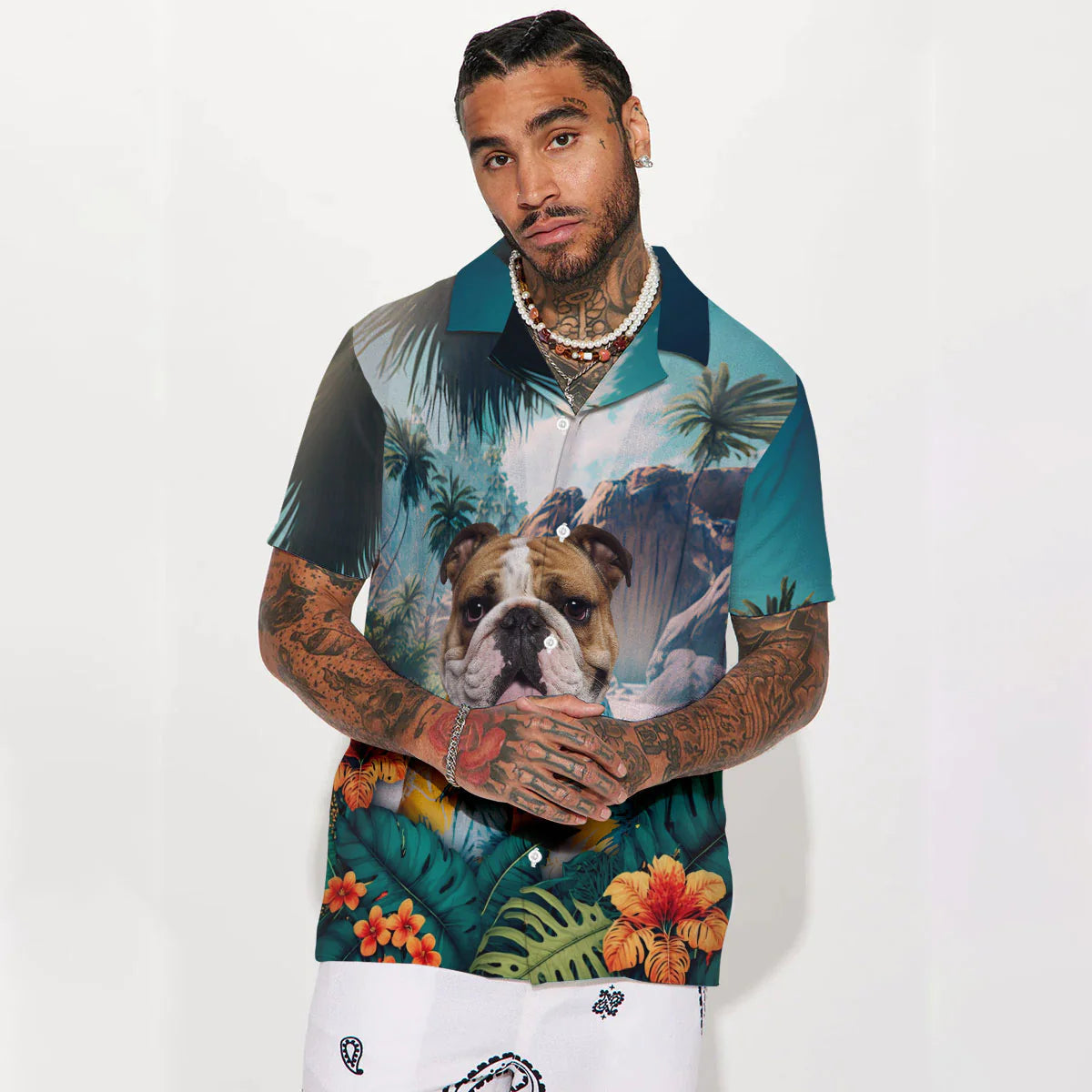 Bulldog - 3D Tropical Hawaiian Shirt