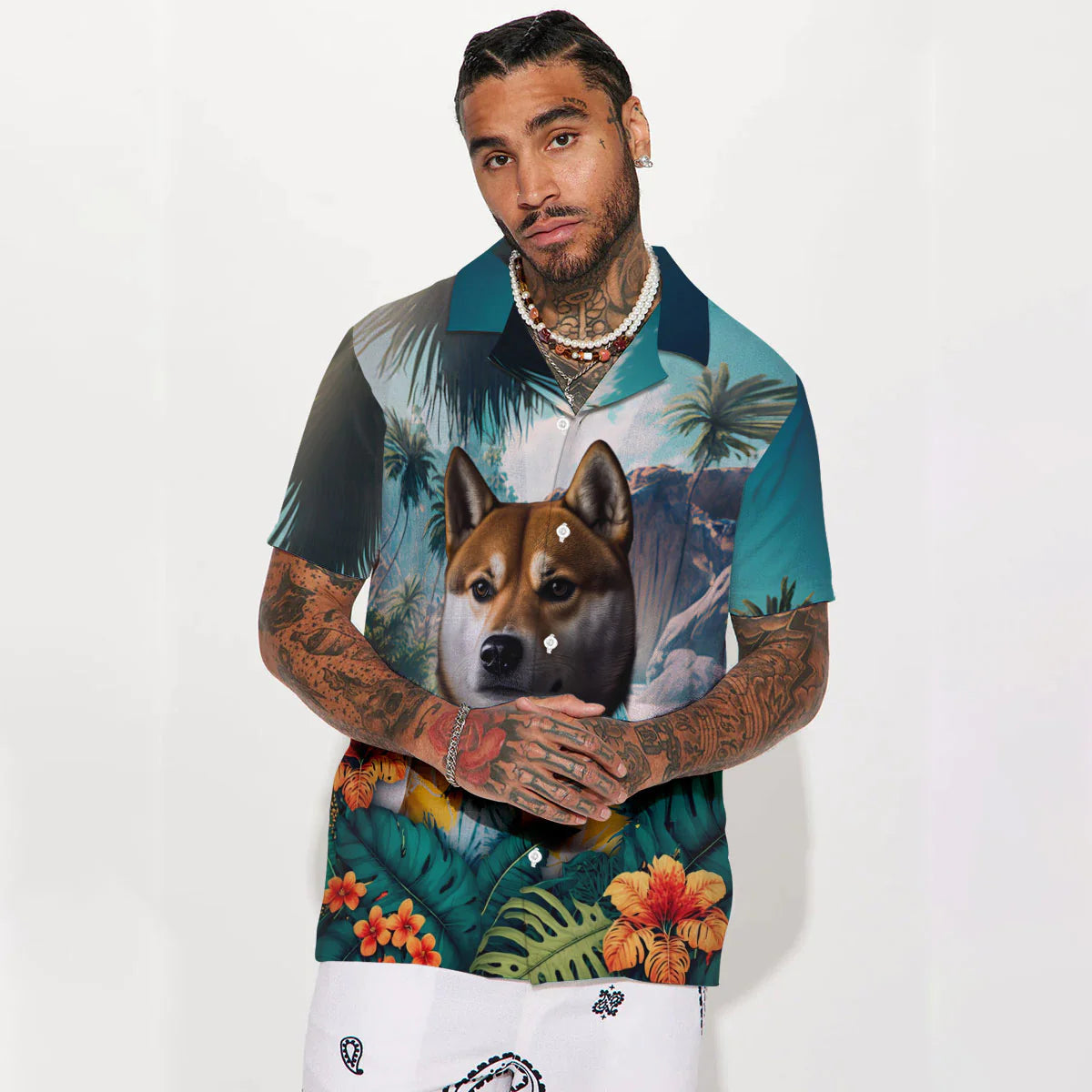 Shiba Inu - 3D Tropical Hawaiian Shirt