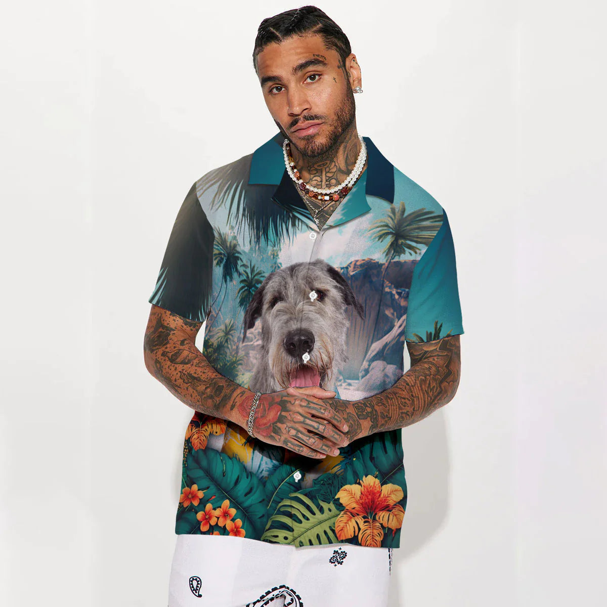 Irish Wolfhound - 3D Tropical Hawaiian Shirt