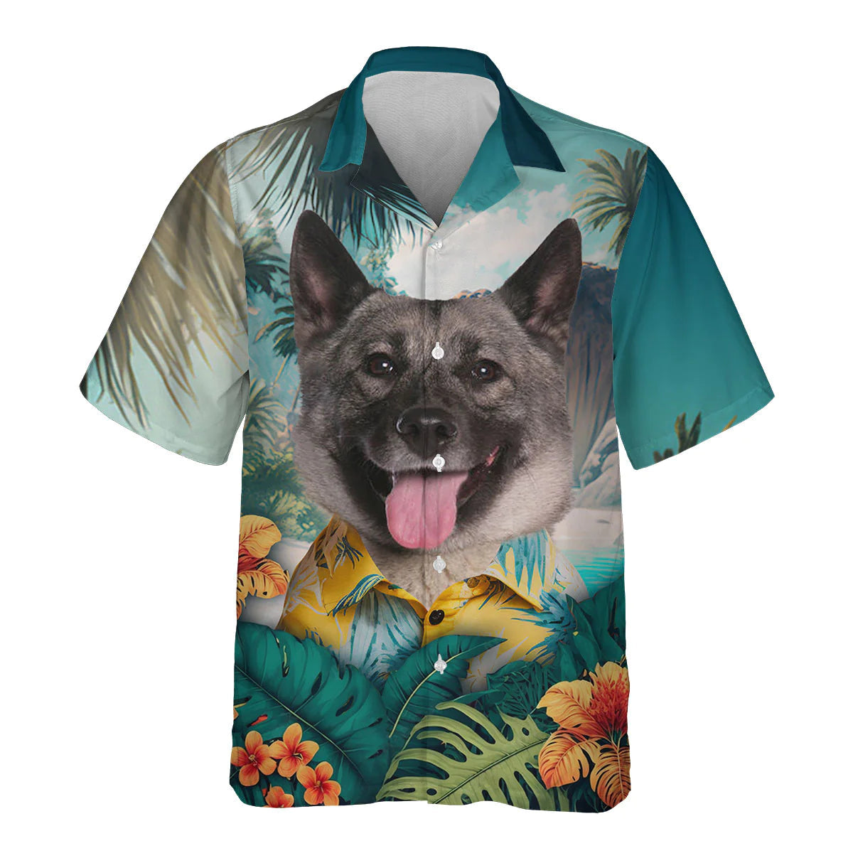 Norwegian Elkhound - 3D Tropical Hawaiian Shirt