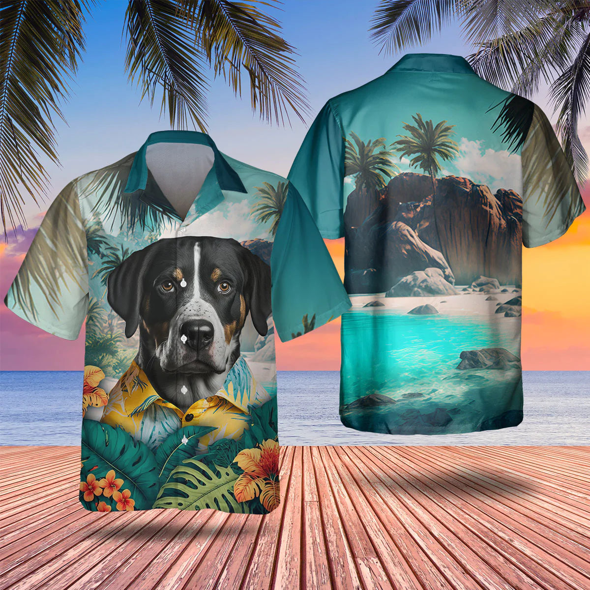 Greater Swiss Mountain Dog - 3D Tropical Hawaiian Shirt