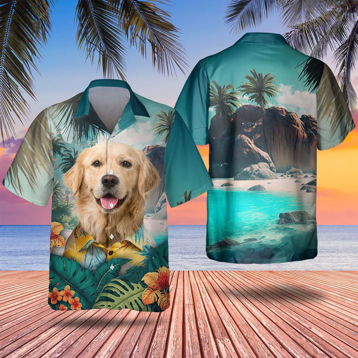 Golden Retriever - 3D Tropical Hawaiian Shirt