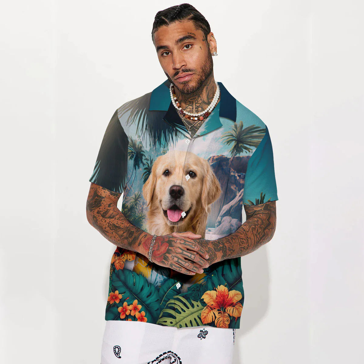 Golden Retriever - 3D Tropical Hawaiian Shirt
