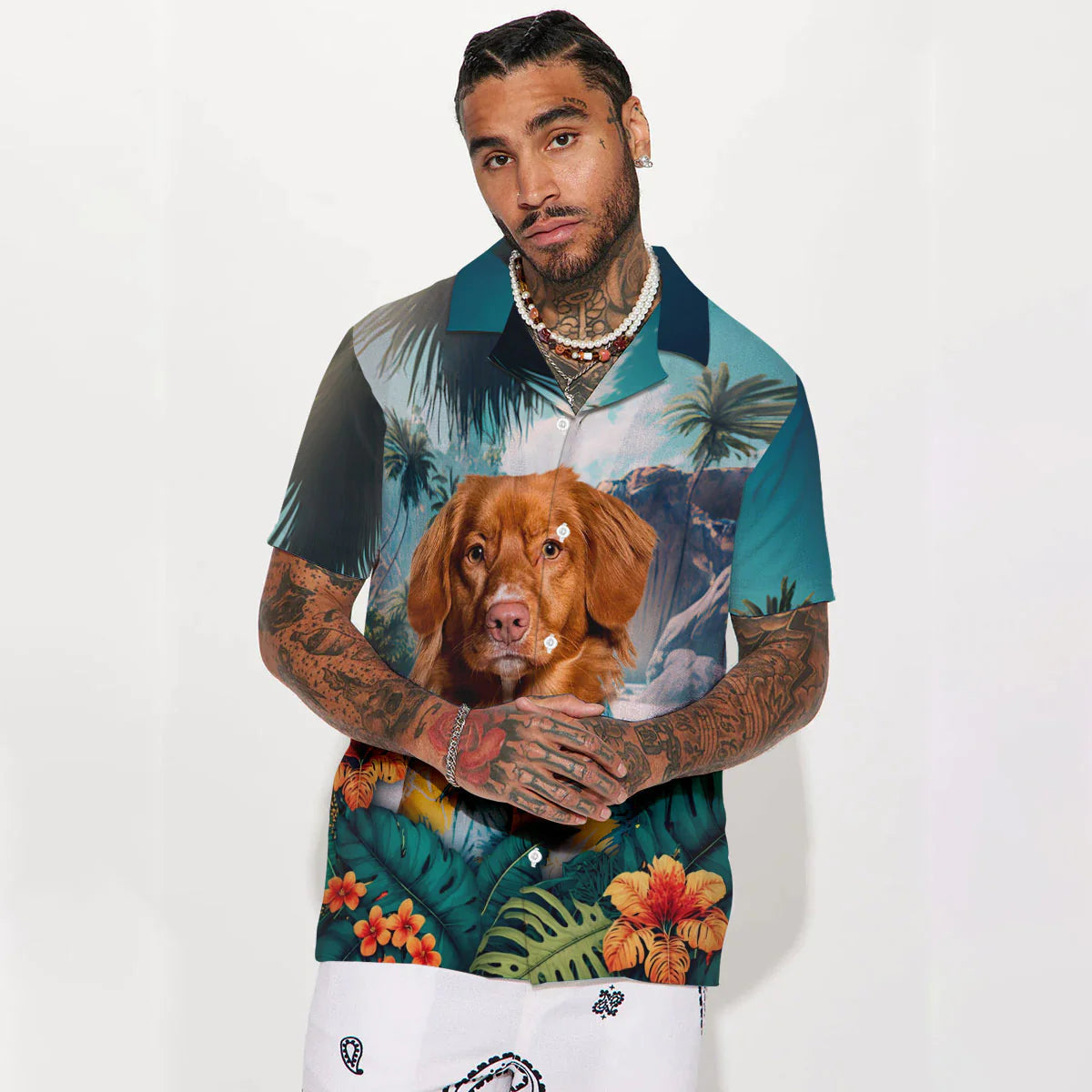 Nova Scotia Duck Tolling Retriever - 3D Tropical Hawaiian Shirt