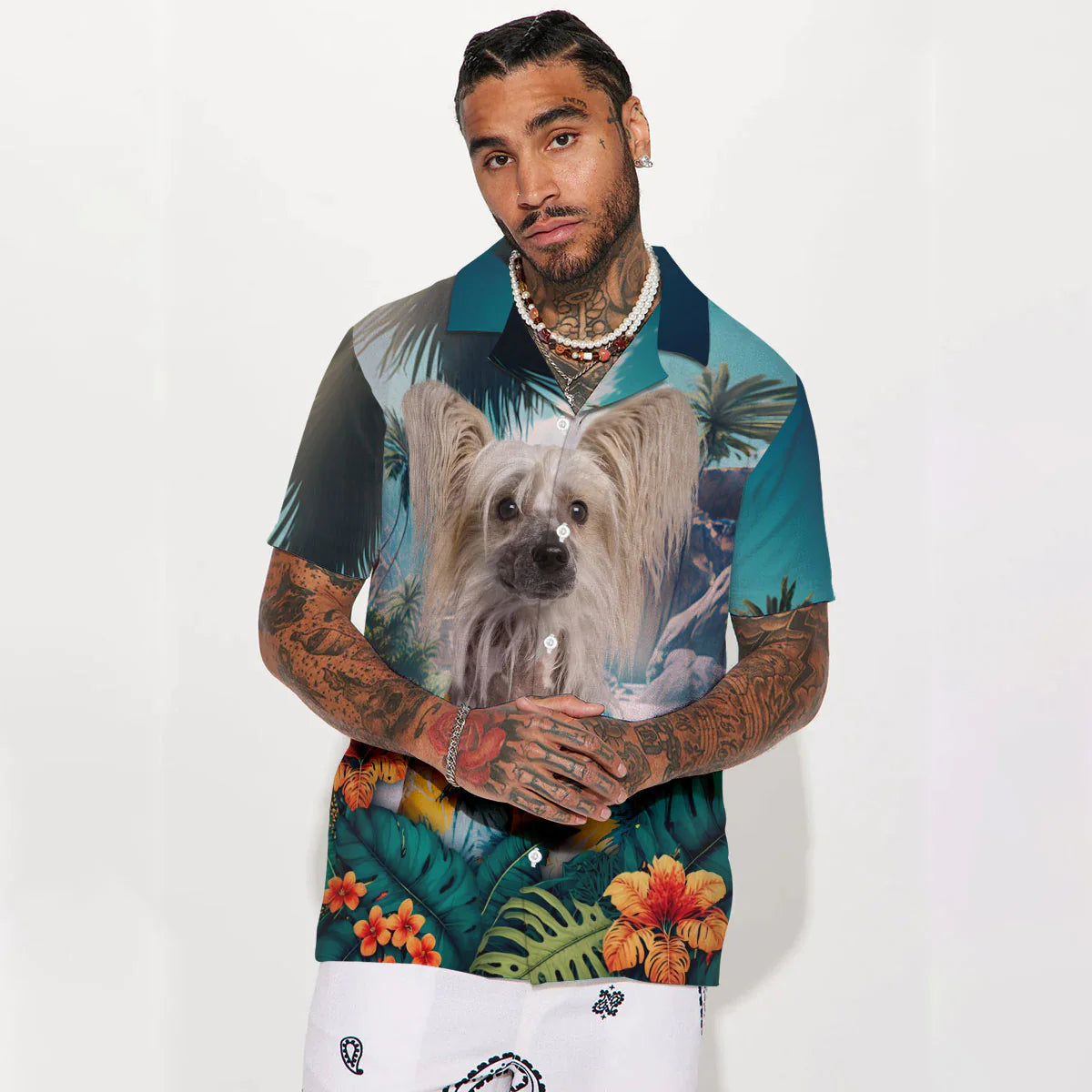 Chinese Crested - 3D Tropical Hawaiian Shirt
