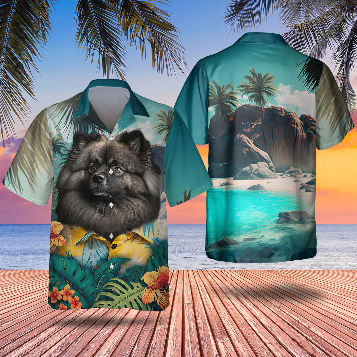 Keeshond - 3D Tropical Hawaiian Shirt