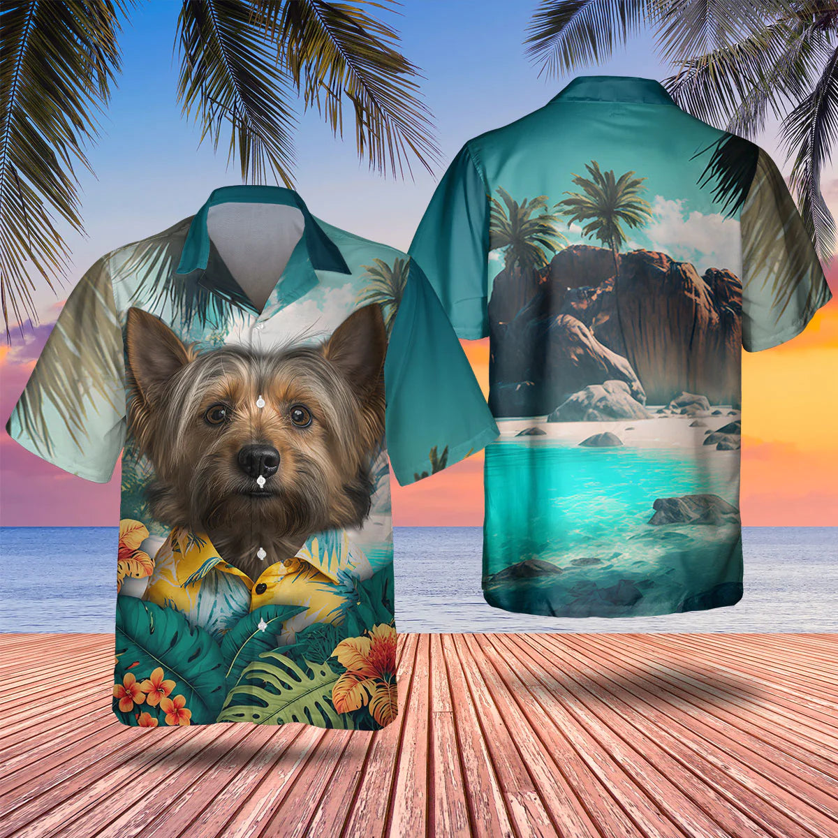 Silky Terrier - 3D Tropical Hawaiian Shirt