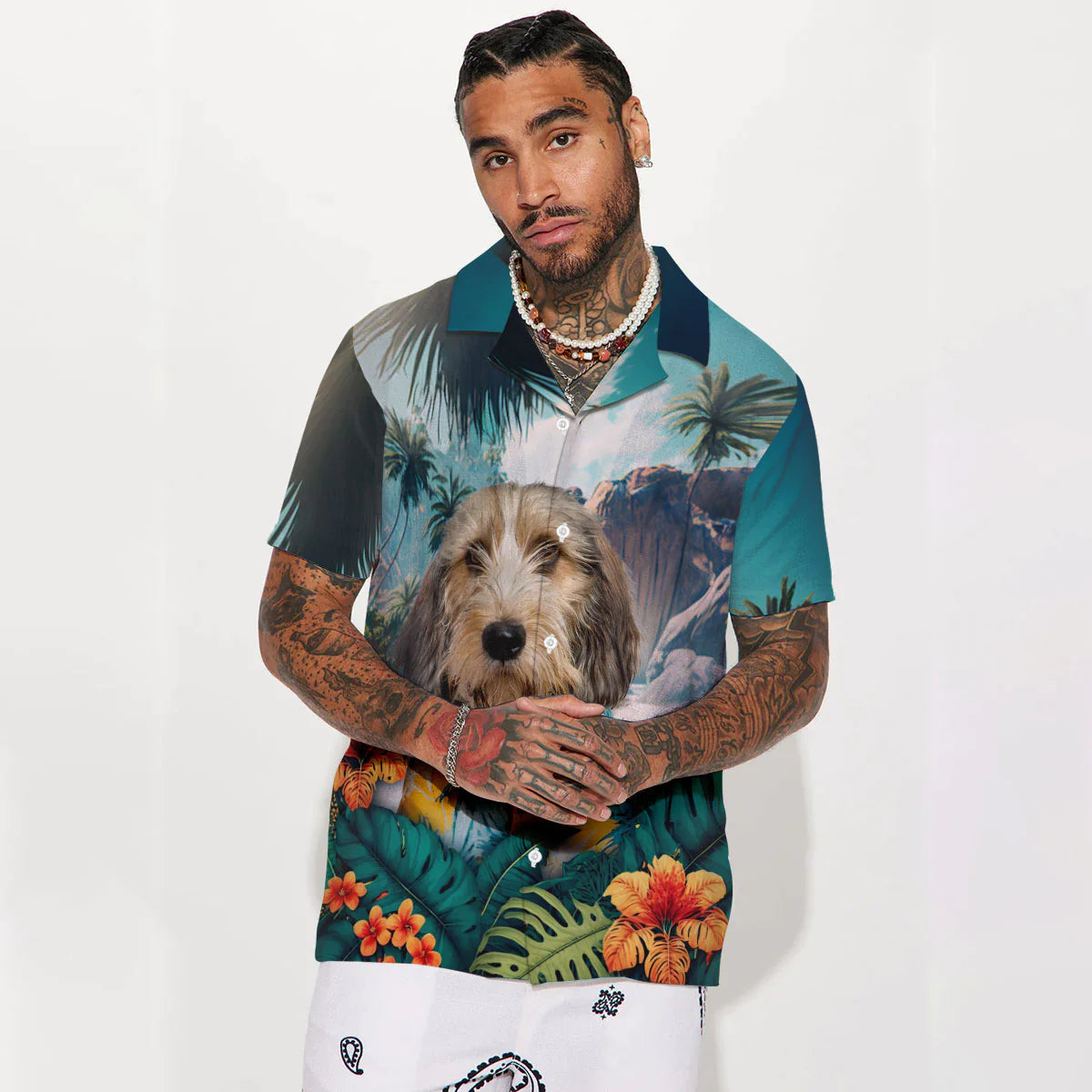 Petit Basset Griffon Vendéen - 3D Tropical Hawaiian Shirt