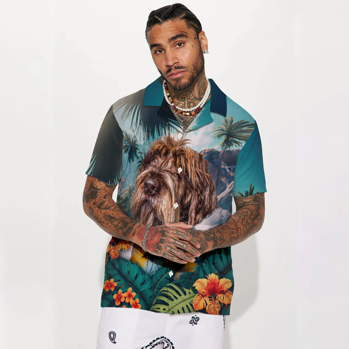 Wirehaired Pointing Griffon - 3D Tropical Hawaiian Shirt