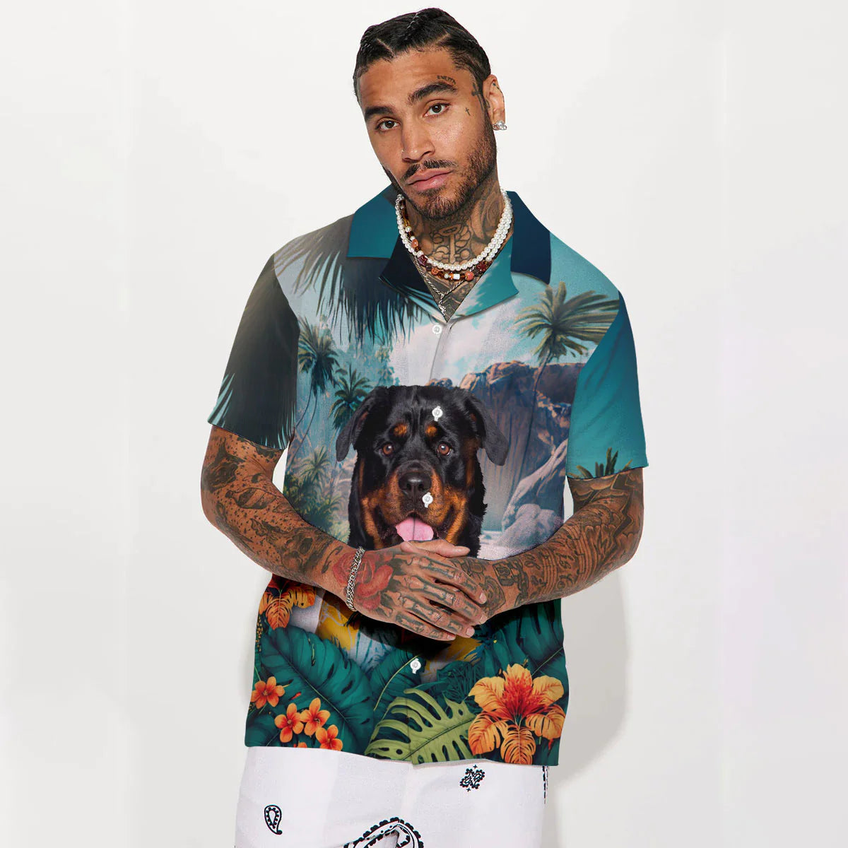 Rottweiler - 3D Tropical Hawaiian Shirt
