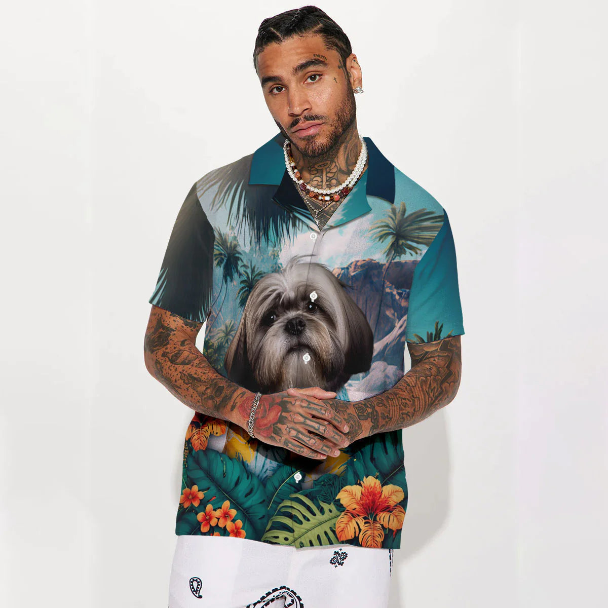 Lhasa Apso - 3D Tropical Hawaiian Shirt