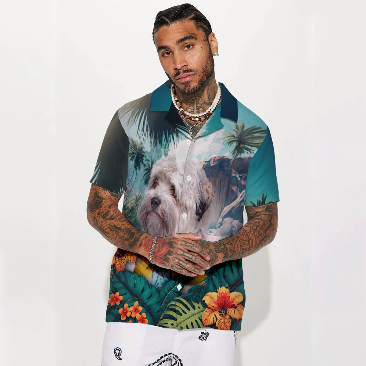 Little lion dog - 3D Tropical Hawaiian Shirt