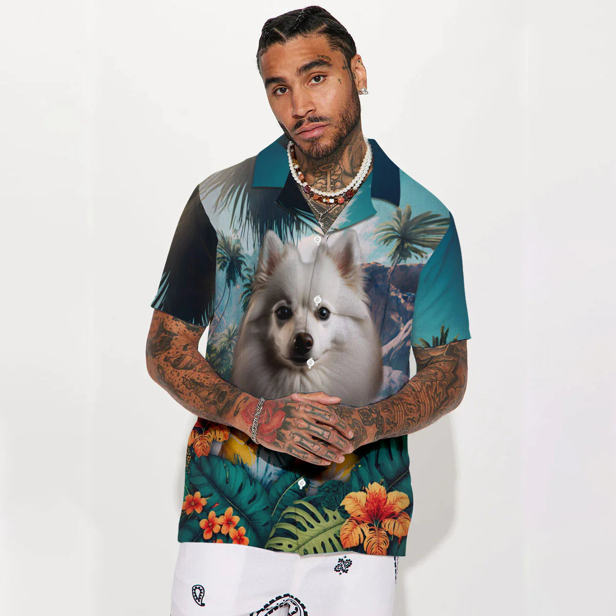 American Eskimo AI - 3D Tropical Hawaiian Shirt