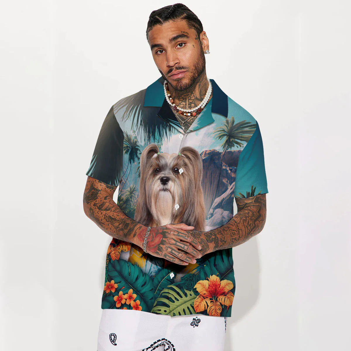 Lhasa Apso - 3D Tropical Hawaiian Shirt