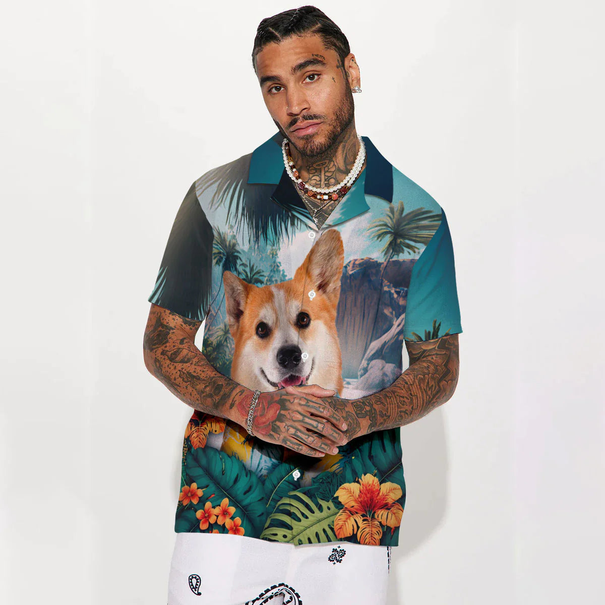Pembroke Welsh Corgi - 3D Tropical Hawaiian Shirt