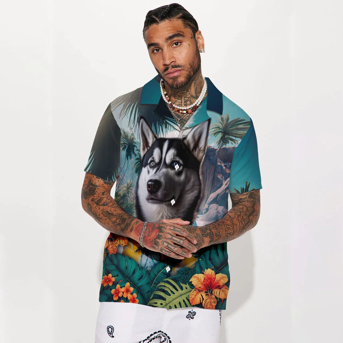 Husky - 3D Tropical Hawaiian Shirt