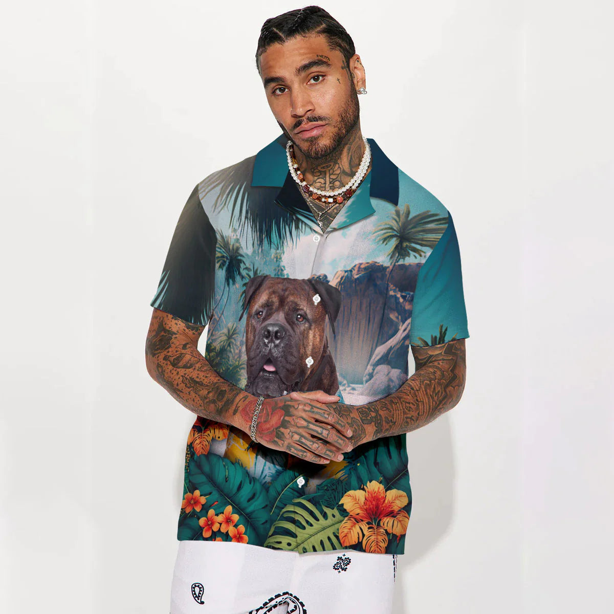 Bullmastiff - 3D Tropical Hawaiian Shirt