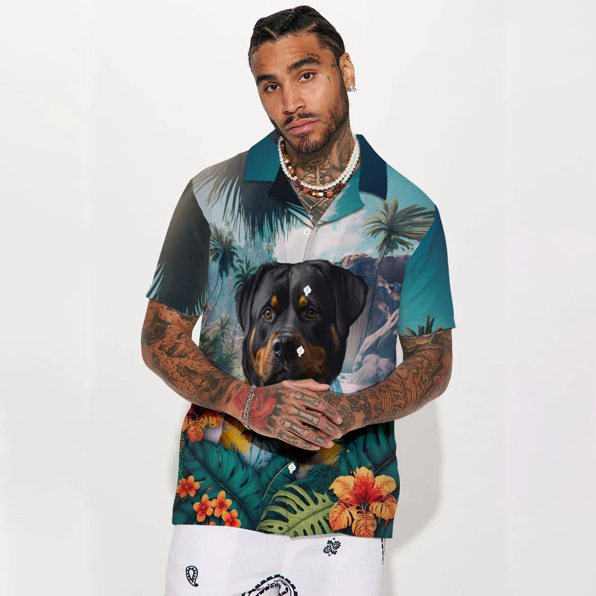 Rottweiler - 3D Tropical Hawaiian Shirt