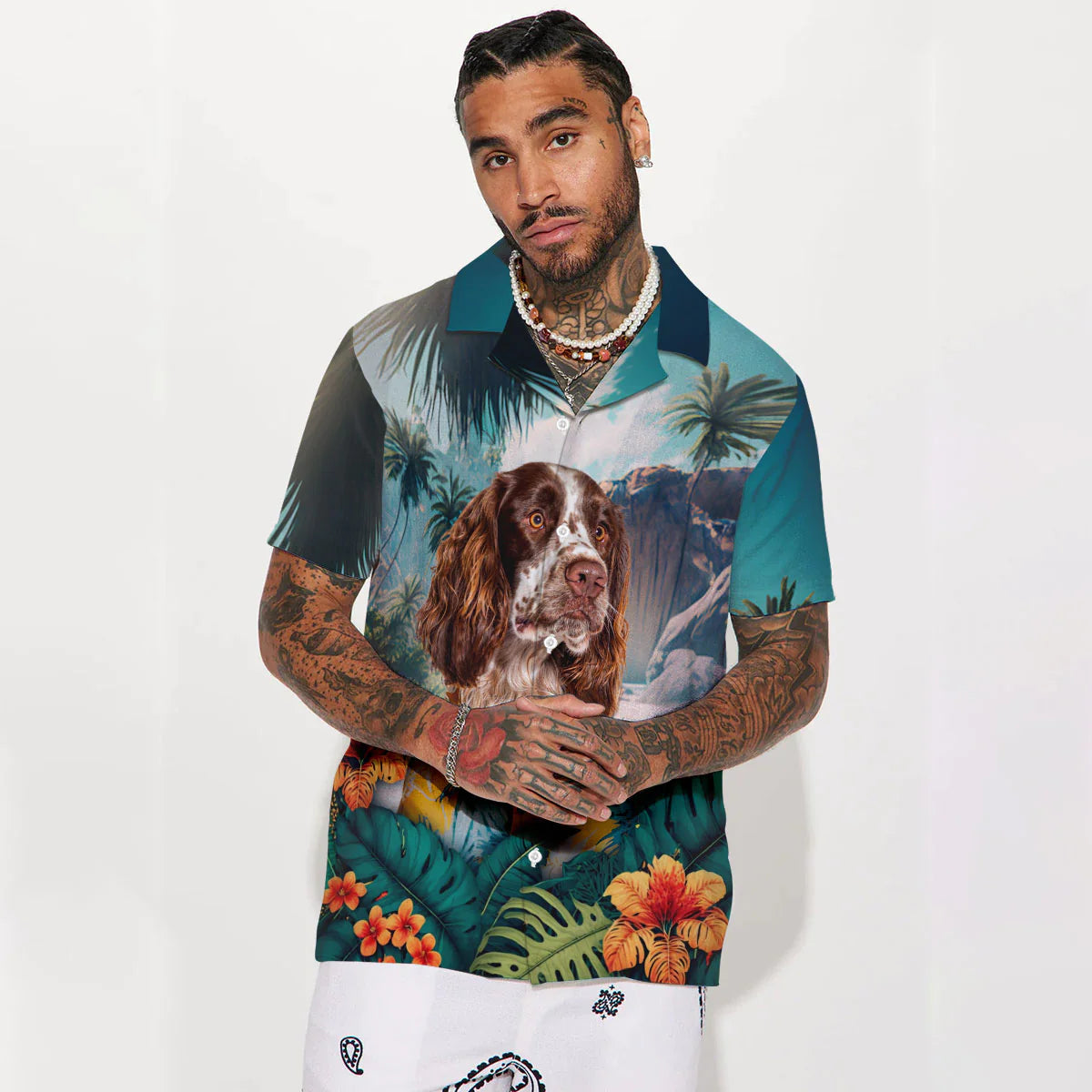 English Springer Spaniel - 3D Tropical Hawaiian Shirt