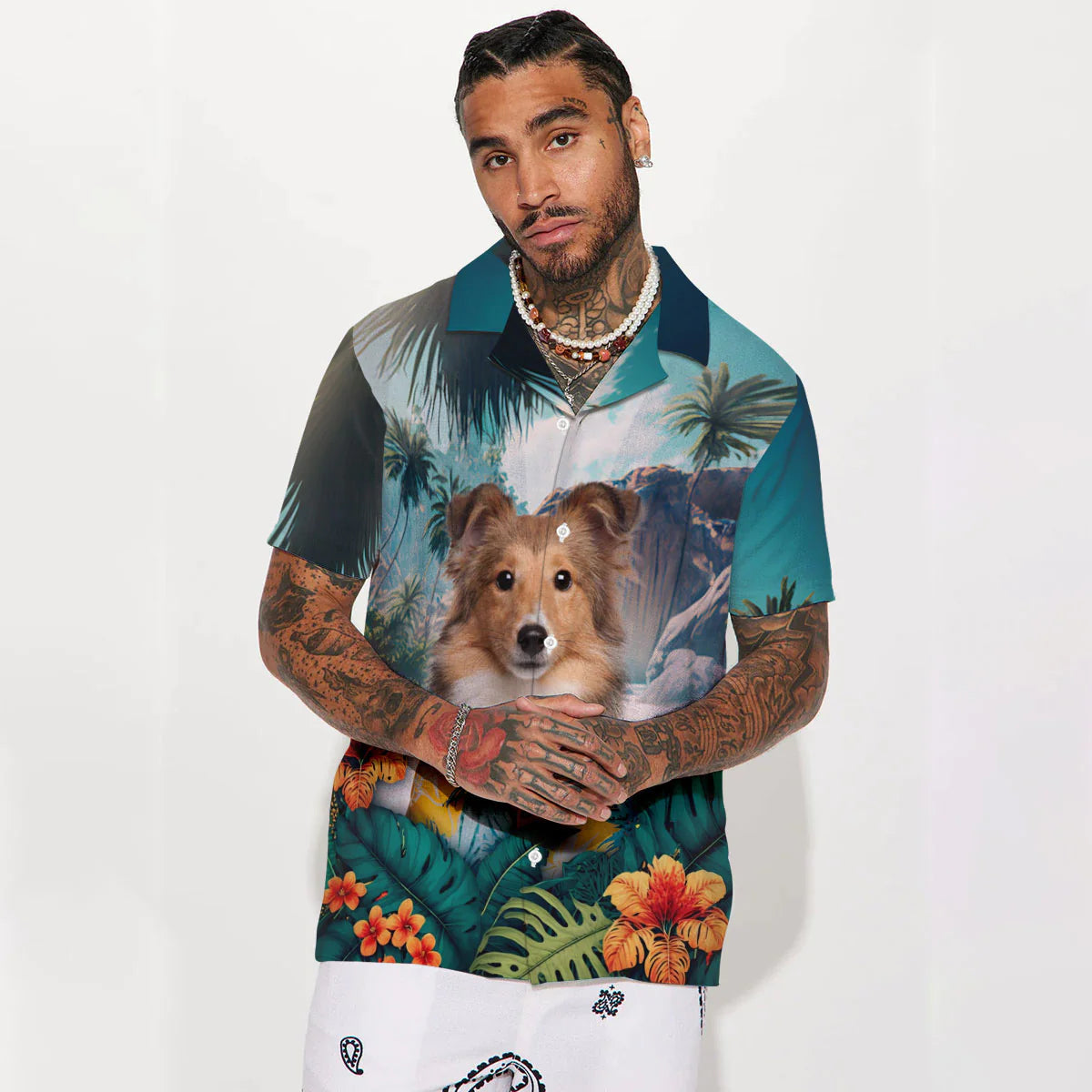 Shetland Sheepdog - 3D Tropical Hawaiian Shirt