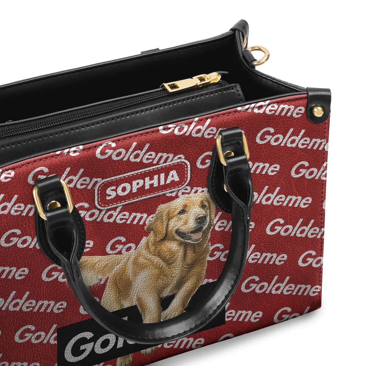 Goldeme Cute Golden White And Red Leather Bag